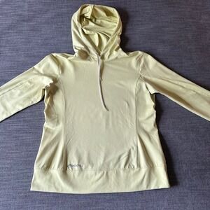 SportHill Running Hoodie Women Medium Yellow Thumbhole Performance Top